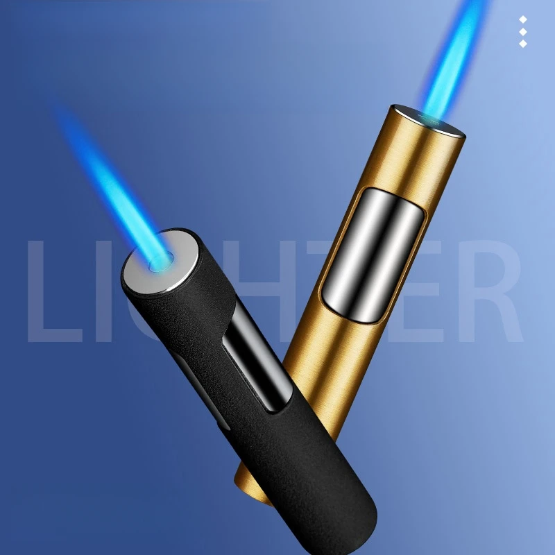 

Double-Sided Push-Button Lighter Butane Gas Direct Injection Windproof Blue Flame Cigarette Lighter Outdoor Smoking Accessories