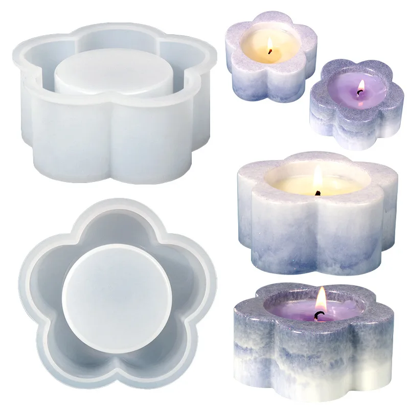 

1pc Crystal Plum Blossom Candle Holder Mold Epoxy Resin Silicone Mold for Diy Jewelry Making Ornament Plate Candelabra