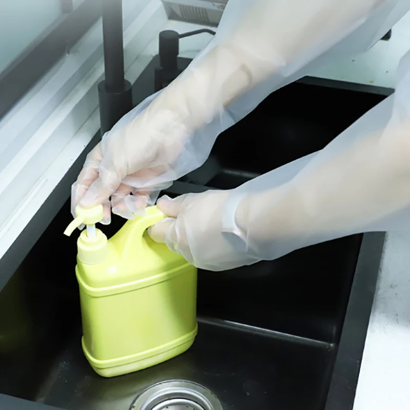 10Pcs/bag Food Grade Extended Disposable Plastic Long Arm Gloves With Elastic Cuffs Household Arm Protection Gloves For Kitchen
