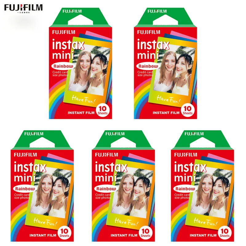Per Instax Mini Rainbow Film 10-50 Fogli Per Fujifillm Instant Mini 12/7 +/8/9/11/25/70 Fotocamera Instax Mini Colorfilm Photo Paper