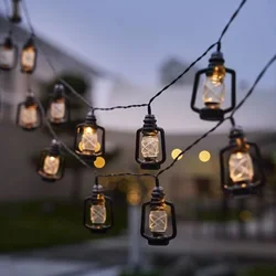 LED String Light Retro Kerosene Lamp With Battery Box For Patio Garden Home Christmas Wedding Party Indoor Outdoor Decoration