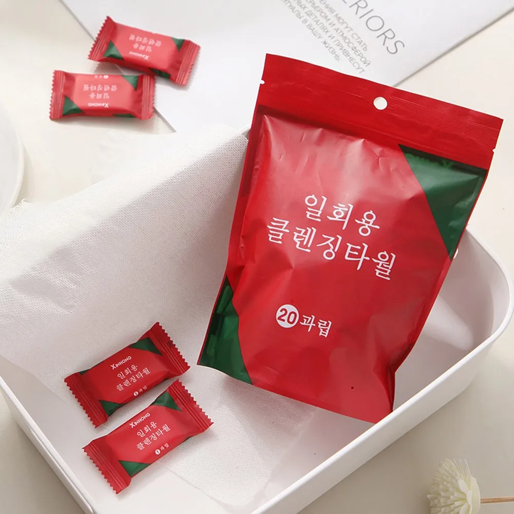 

20PCS Disposable Towel Compressed Portable Flat Towel Candy Cotton Tissues Home Tissues/Wipes Face Wash Towel