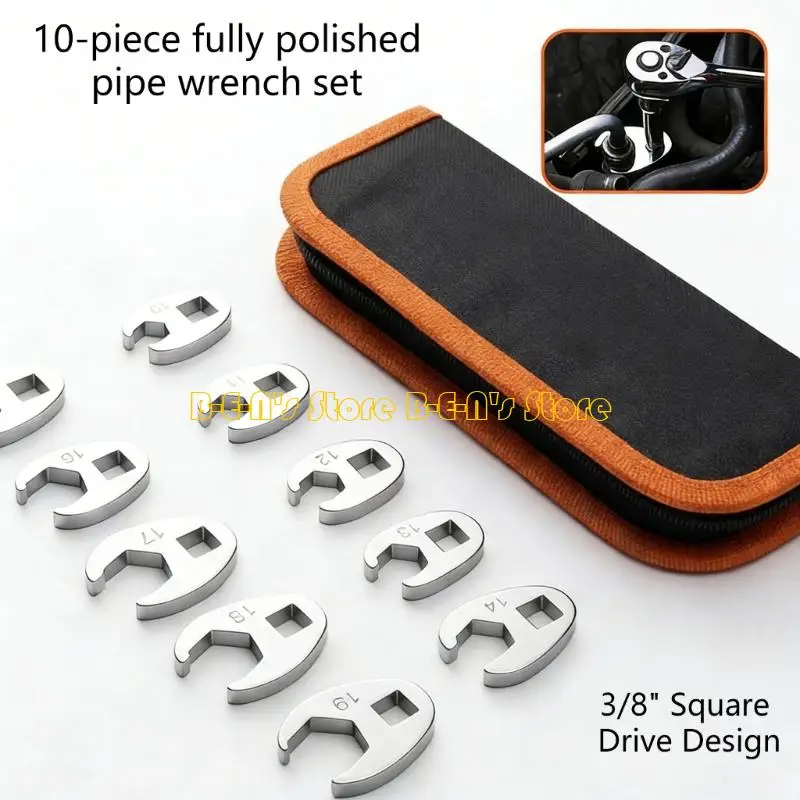 Y1AD 10Pcs 프리미엄 스틸 크로우풋 렌치 3/8'' 드라이브 10mm 19mm 기계공 및 DIY 매니아에게 이상적