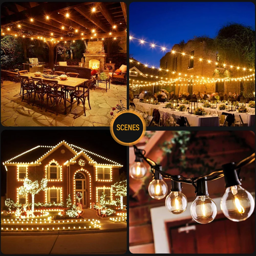 50FT LED G40 Ball String Lights Waterproof Outdoor Garden Garland String Lights Terrace Garden Pub Christmas Party Decoration decorative lights led string lights string lights