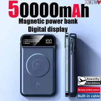 50000mAh Magnetic Charging Power Bank Wireless Charging Power Bank Built-in Wire Mobile Phone Battery For Iphone Samsung Xiaomi 1