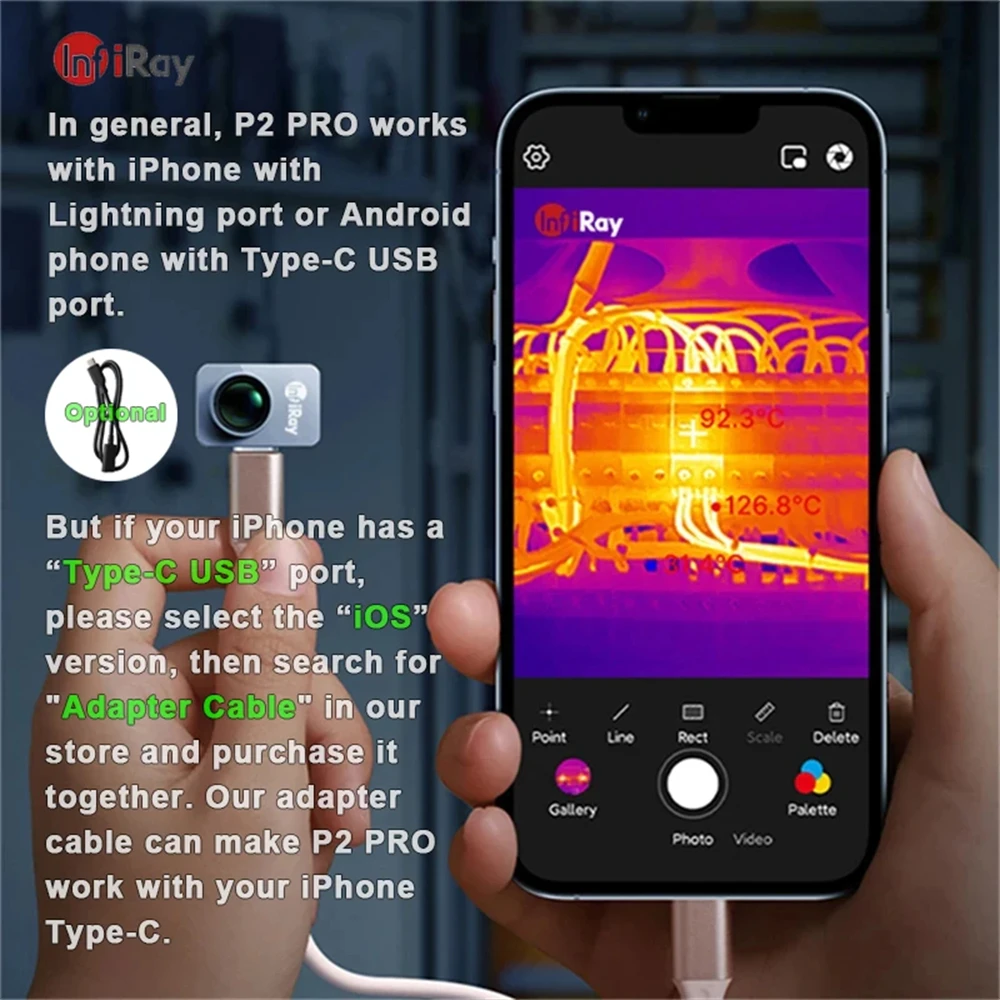 InfiRay P2 Pro Thermal Camera for iPhone Android Type-C USB