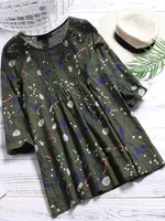 Plus Size 1XL-5XL Women's   Fashion Floral Printed 3/4 Sleeve Blouse Shirt Ladies Casual Loose Retro Color Shirt Blouse Tops - Image 4