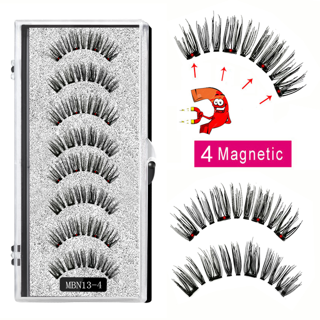 4 Magnet Magnetic Eyelashes Natural Long 3D Mink Lashes Magnetic False Eyelashes Extension with Faux Cils Magnetique 2022 New
