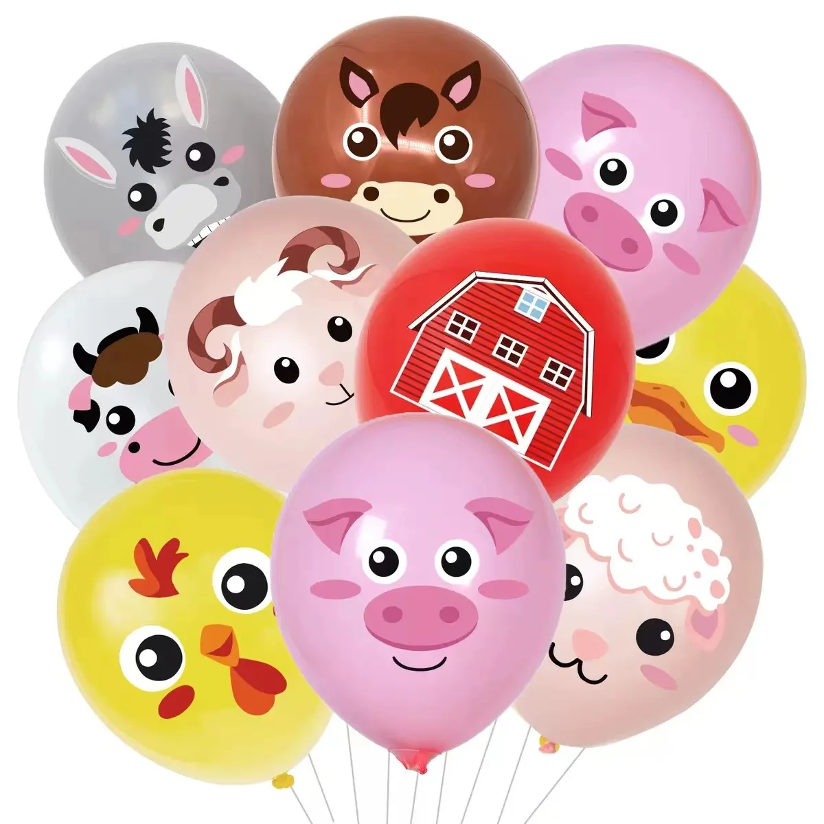 10/30Pc Farm Cow Pig Horse Sheep Chick Latex Balloons Kids Birthday Party Decoration Animal Balloon Baby Shower Air Balls Globos latex balloon birthday balloon set birthday balloons party balloon set birthday party decoration set