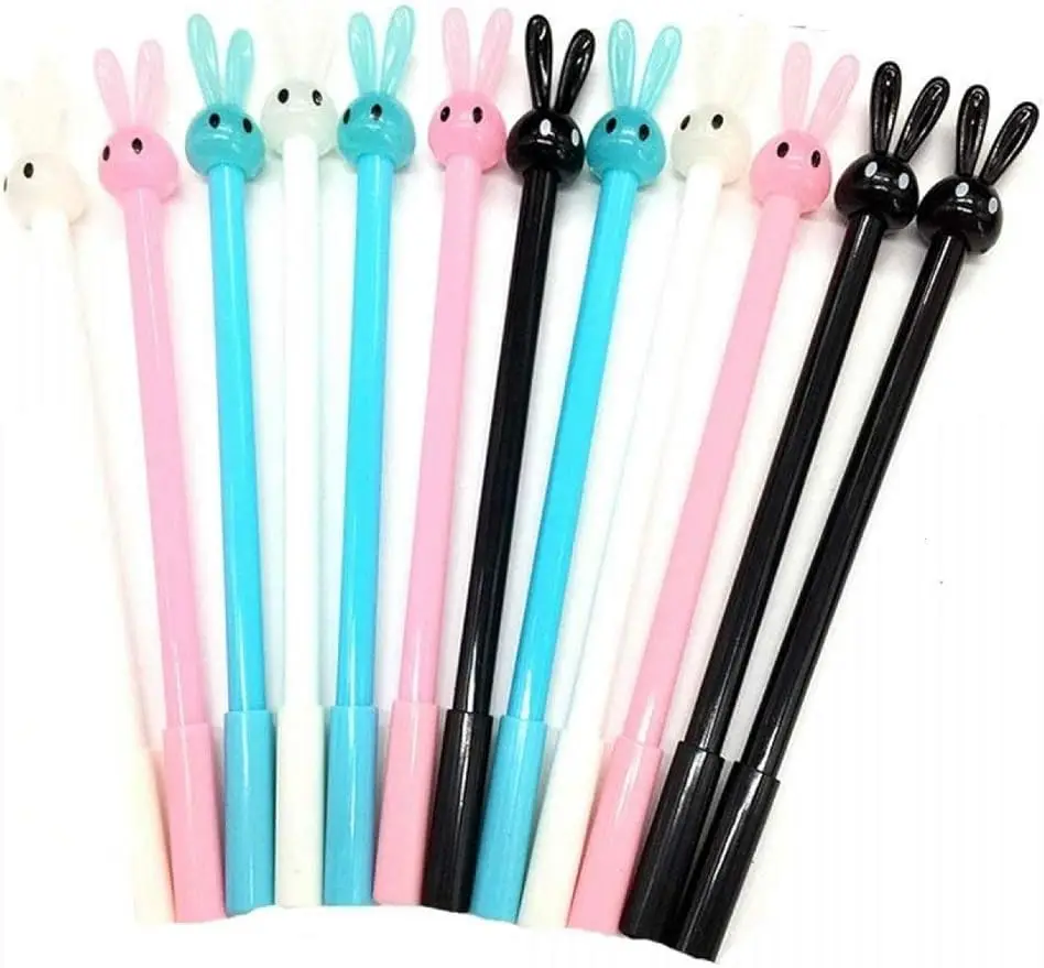 

12/60 Pcs Wholesale Cute Rabbit Gel Ink Roller Ball Point Pens Stationery Gift Funny School Stationery Office Supplies