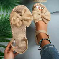 Femmes anti-dérapant tendance sandales 2025 nouvel été sandales légères mode plage pantoufles décontractées en plein air nœud papillon chaussures plates maison 4