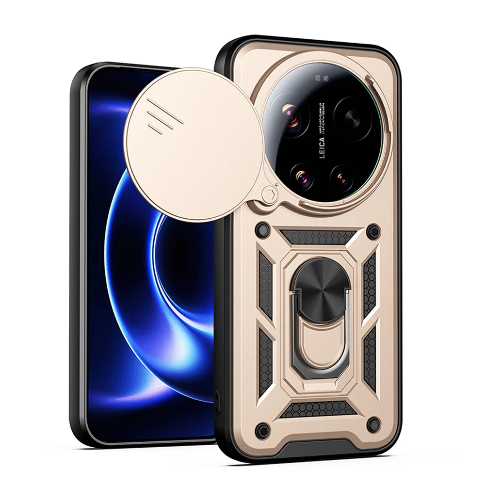 Enhanced Armor Case with Slide Camera Lens Protection and Ring Stand Cover