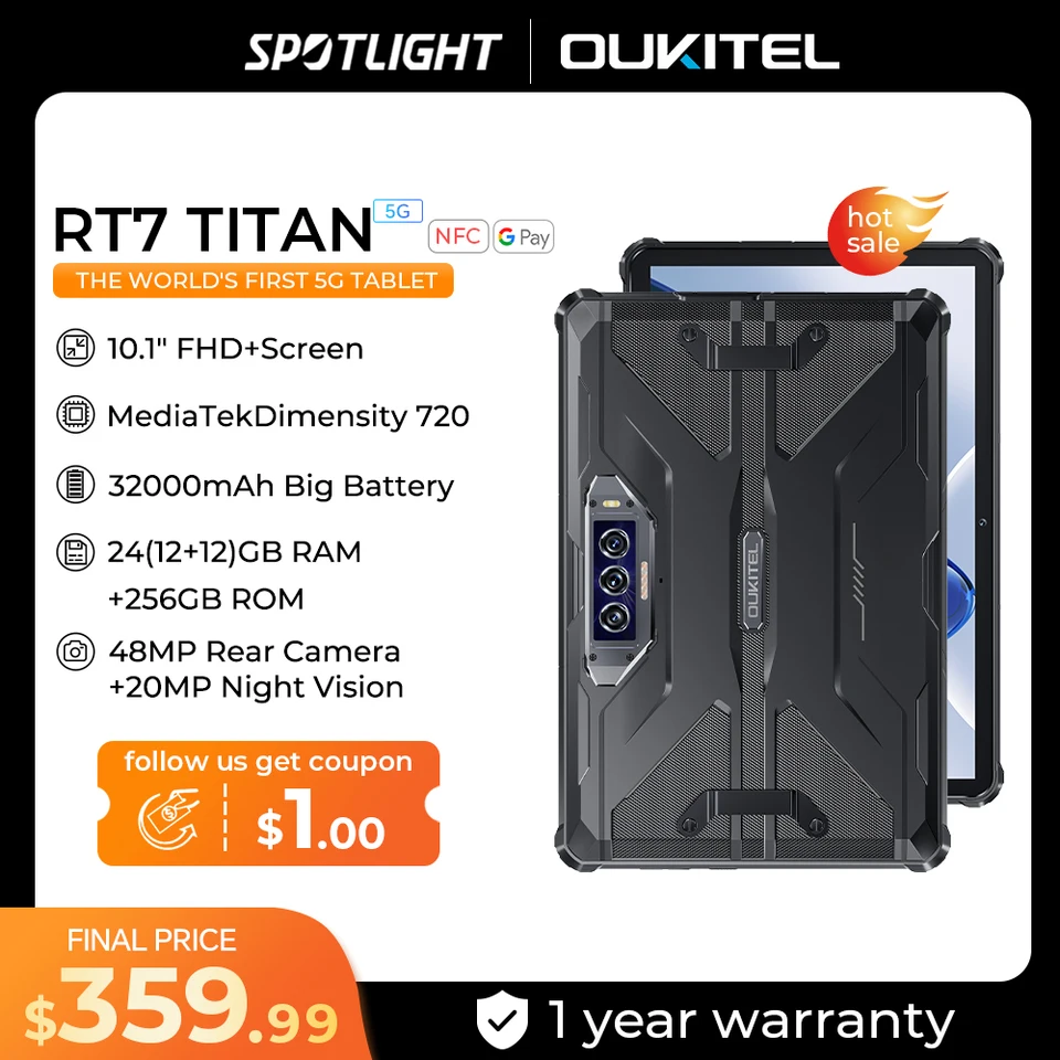 Oukitel RT7 5G TITAN 頑丈なタブレット 10.1 