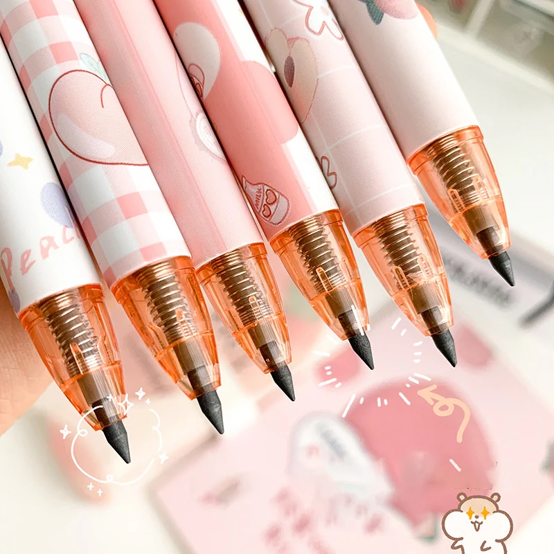 Peach Eternal Non Sharpening Pencils Kawaii Mechanical Pencil Automatic Pens for School Korean Stationery Office Supplies