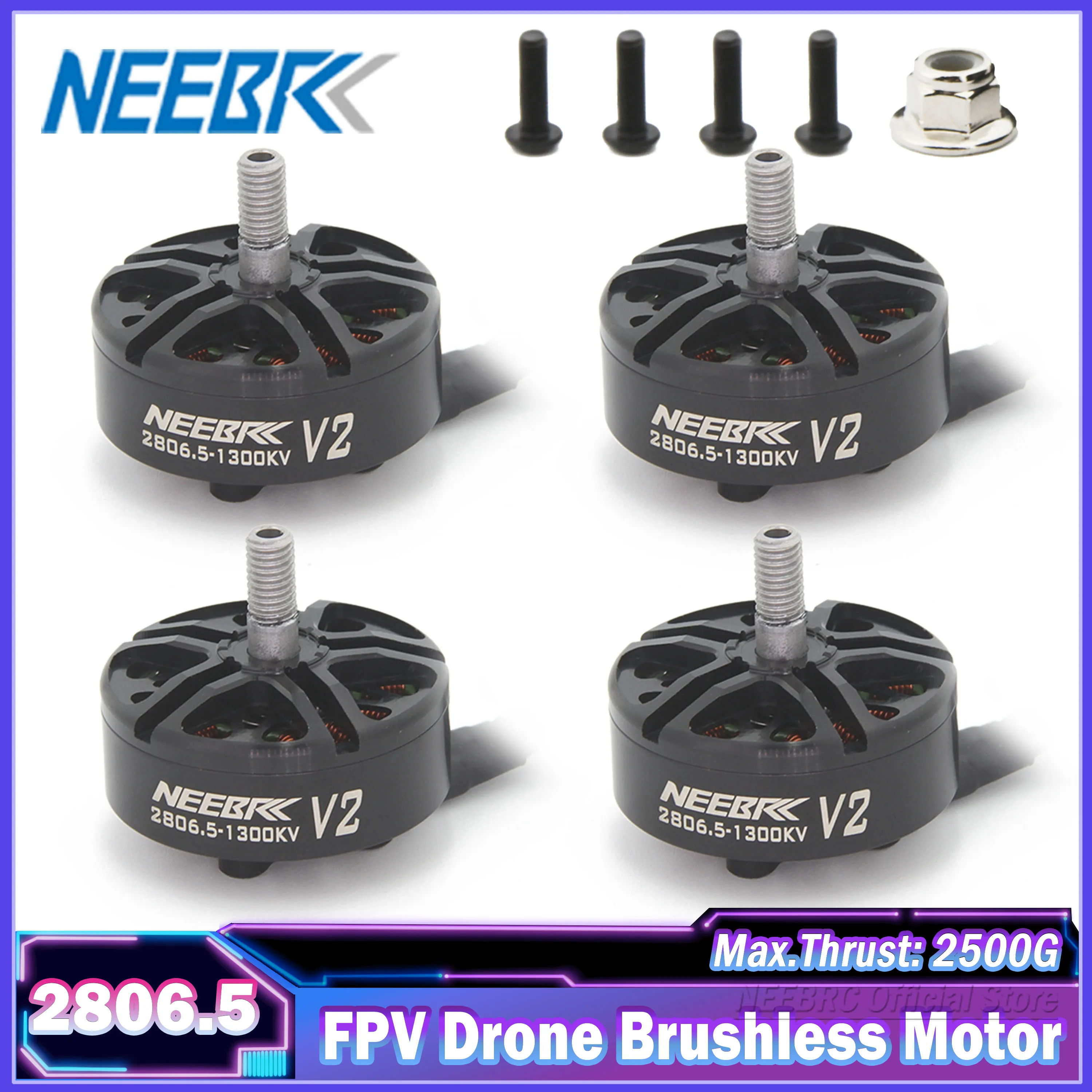 

NEEBRC 2806.5 2807 V2 Drone Brushless Motor Outrunner 1300KV 3-6S for RC FPV Racing Quadcopter Plane Mark4 7inch Frame ESC Model