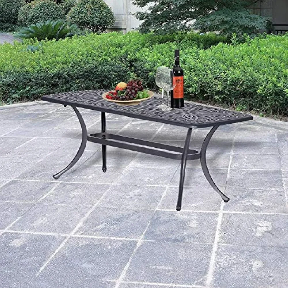 Athens Indoor/Outdoor Cast Aluminum Coffee Table,Modern, Weather-Resistant, and Durable Rectangular Coffee Tables