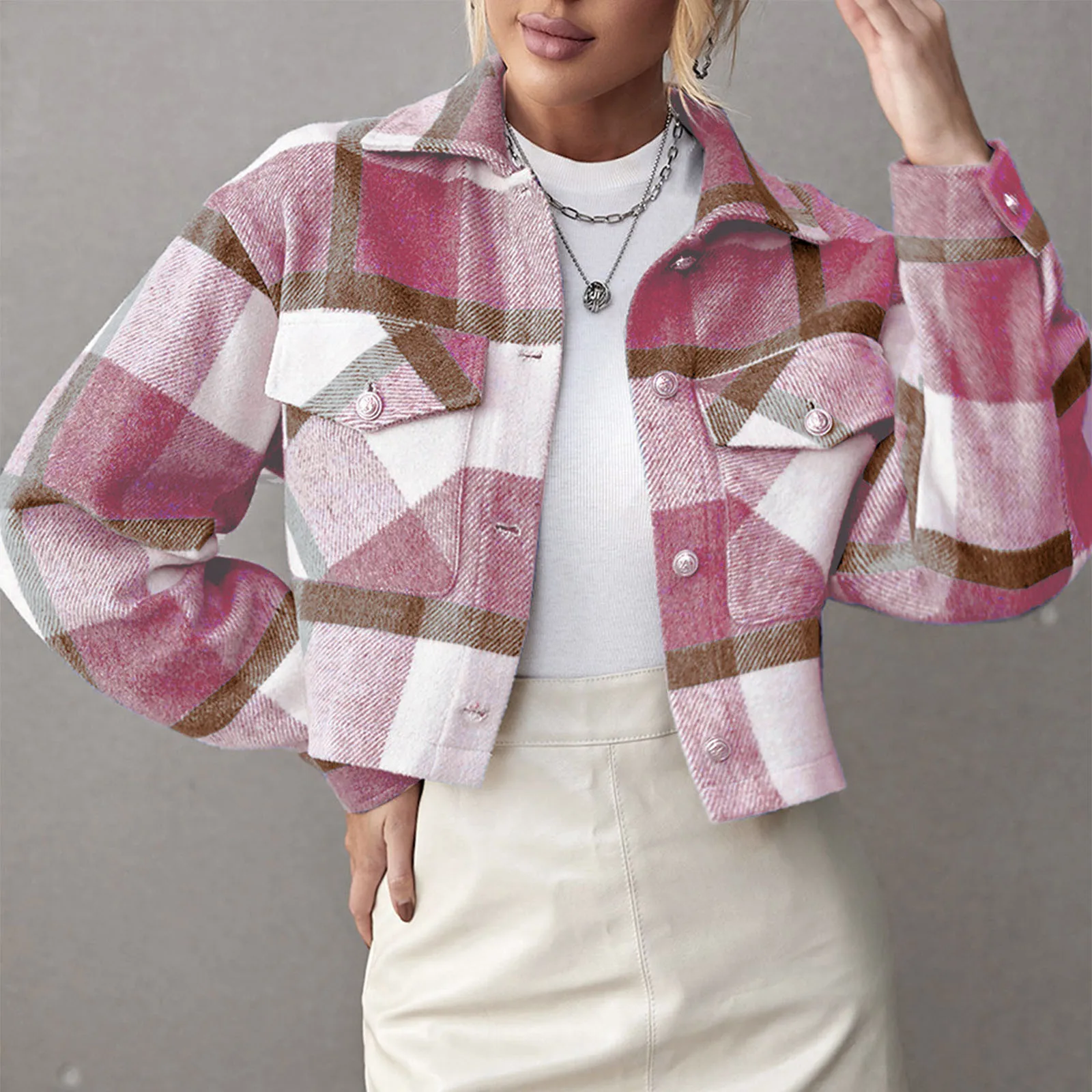 

Jacket Hoodie Womens Fashion Autumn And Winter Lapel Single Breasted Shirt Style Temperament Weather Proof Coats Women
