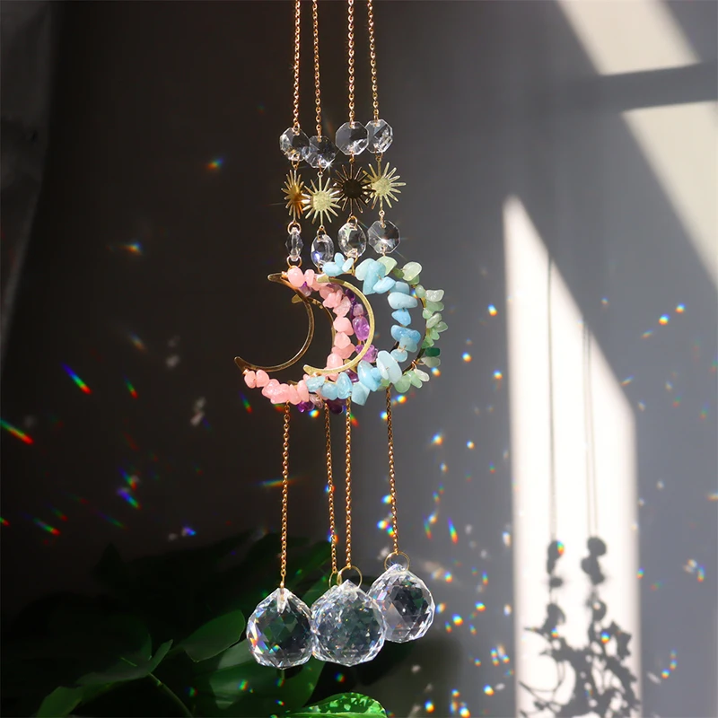 Attrape-soleil papillon doré cristal prisme boule pendentif