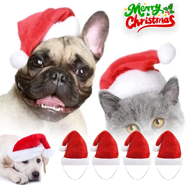 Festive Pet Santa Hat Red Soft Plush Christmas Cap for Dogs Cats Holiday Costume Accessory Cute Photo Props Christmas Decoration 2