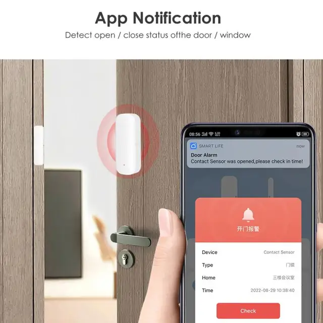 Tuya Smart WiFi Door Sensor Door Open / Closed Detector Home Alarm Security Protection Smart Life Control Via Alexa Google Home 4