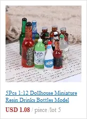 1/12 Miniature Wine Bottles Dollhouse Kitchen Accessories - Mini Dolls House Living Room Accessories Beer Drink Bottles & cups