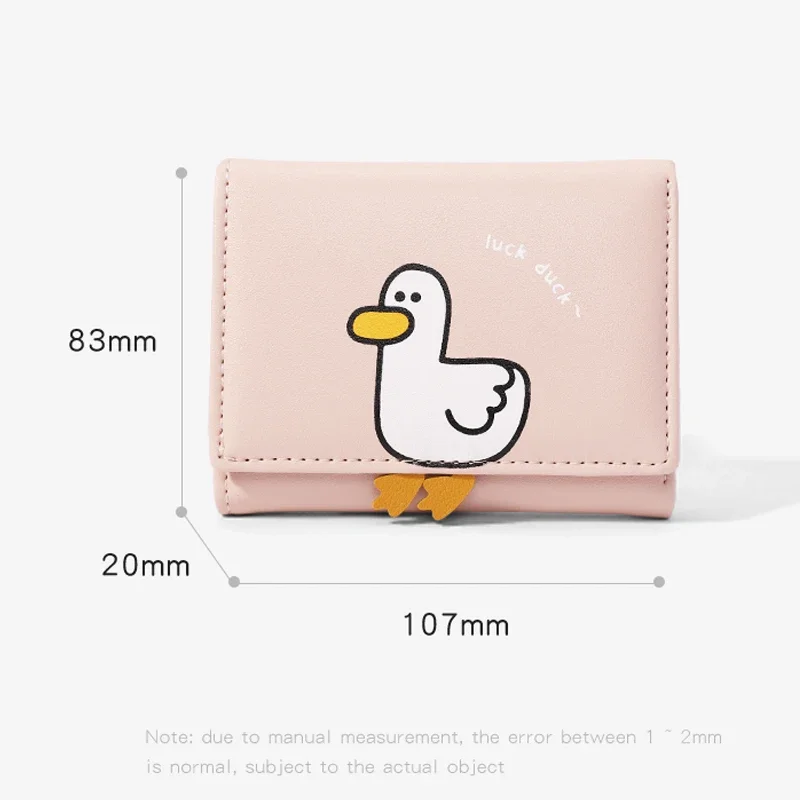 Creative Cartoon Luck Duck Design Women's Wallet PU Leather Bank Card Holder Kawaii Short Fold Wallets Cash Clip Women's Purses 6