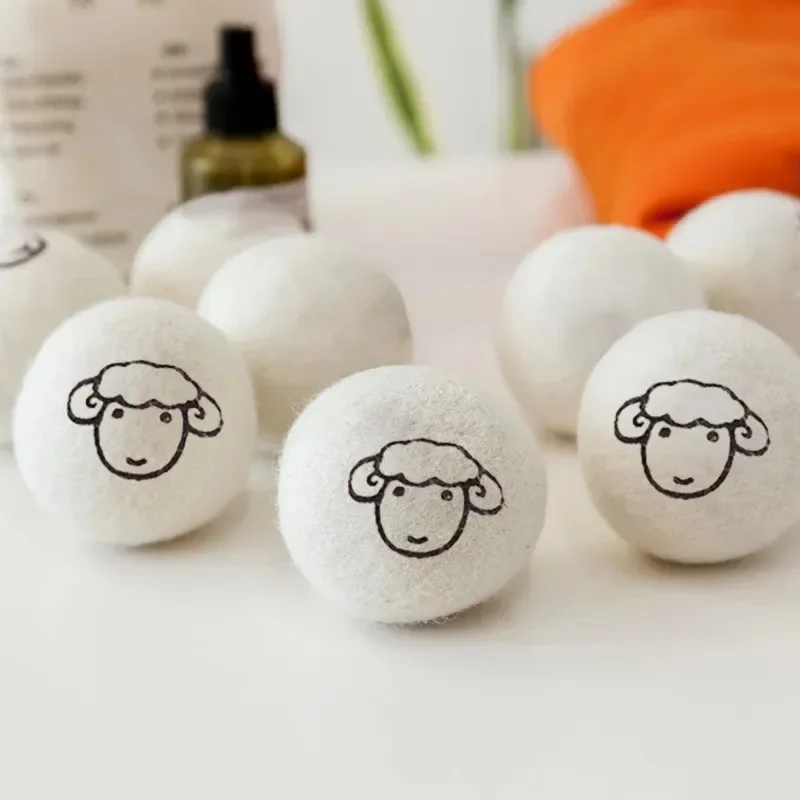 1-12Pcs Reusable Wool Dryer Balls Softener Laundry Home Washing 4/5/6cm Fleece Dry Kit Ball Useful Washing Machine Accessories Laundry Ball