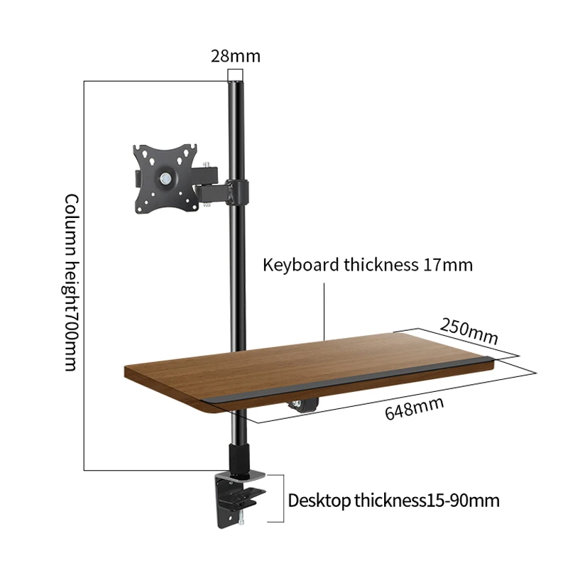 Suporte de Desktop Movimento Completo 360 Graus Aço Monitor Titular 14 27 Braçadeira Base Monitor Montagem Braço Teclado Bandeja Organizador Mesa Xd06