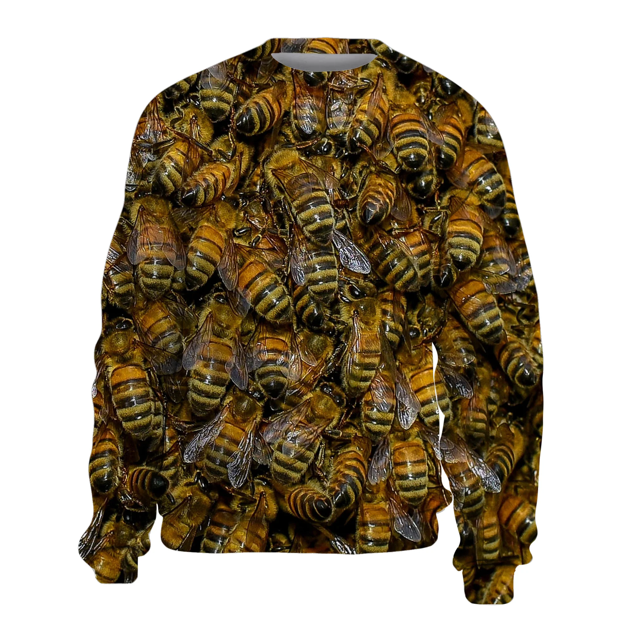 

New Bee Printing Hoodie Men's Sweatshirt Thickened Casual Cartoon Harajuku Street Wear Crew Neck Oversize Pullover