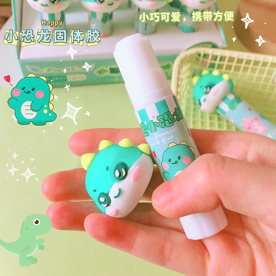1 개 귀여운 편지지 사무 용품 Kawaii 공룡 단단한 접착제 스틱 학생을위한 강력한 접착 펜 모양 접착제 스틱