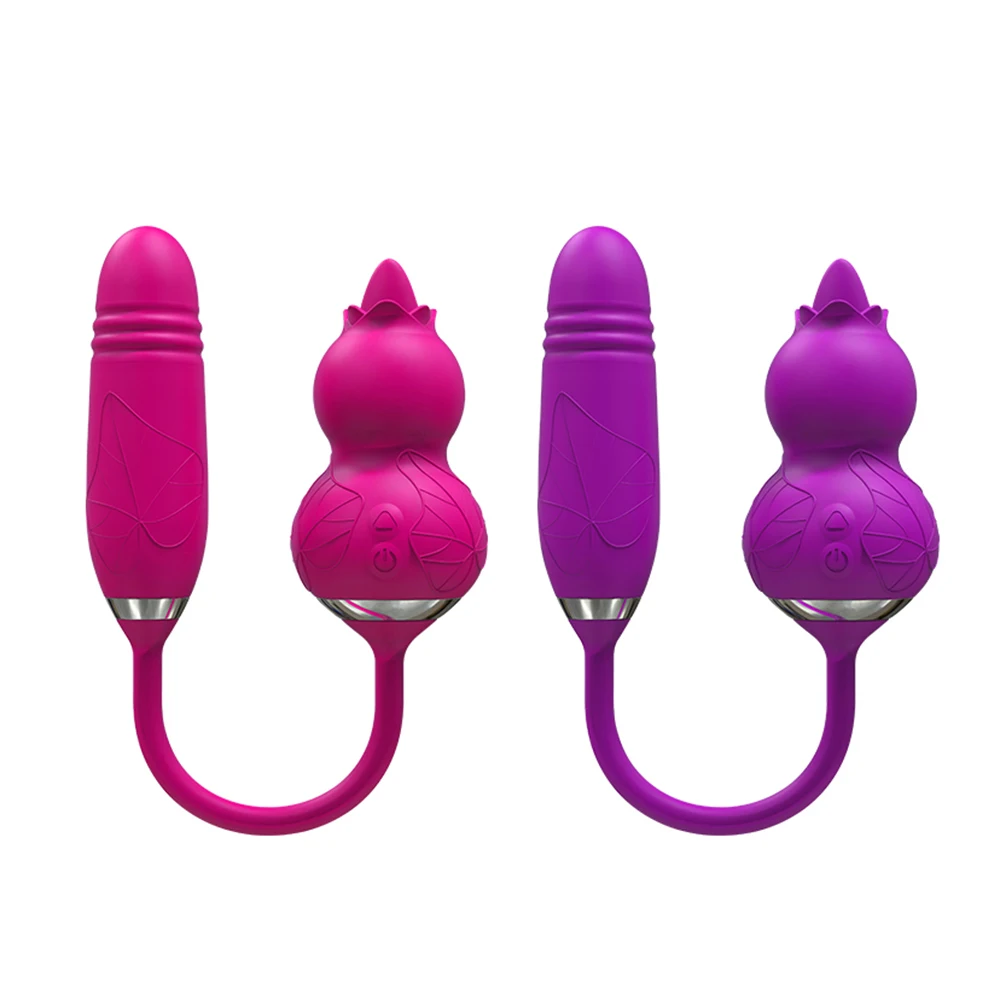 Thrusting Tongue Licking Dildo Vibrator 2 In 1 Vibrating Egg Clit_voghion.com
