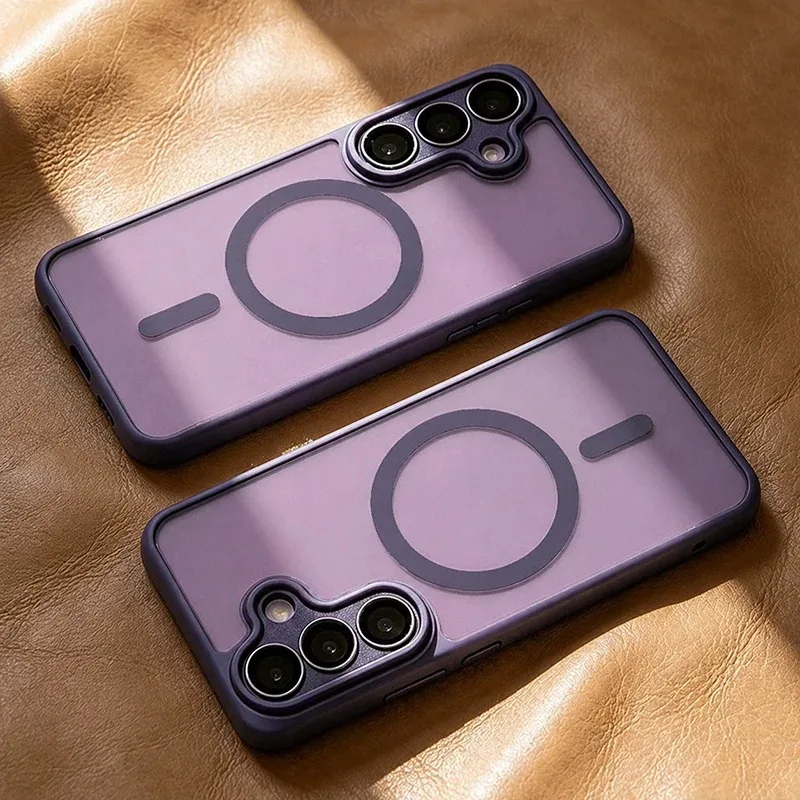 Translucent Shockproof Phone Case with Magnetic Matte Back Cover