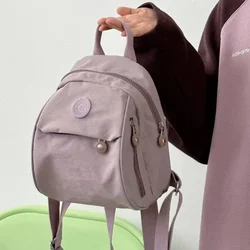 Mochila de lona de gran capacidad para mujer, bolso de hombro versátil a la moda, Color sólido, verano, 2023