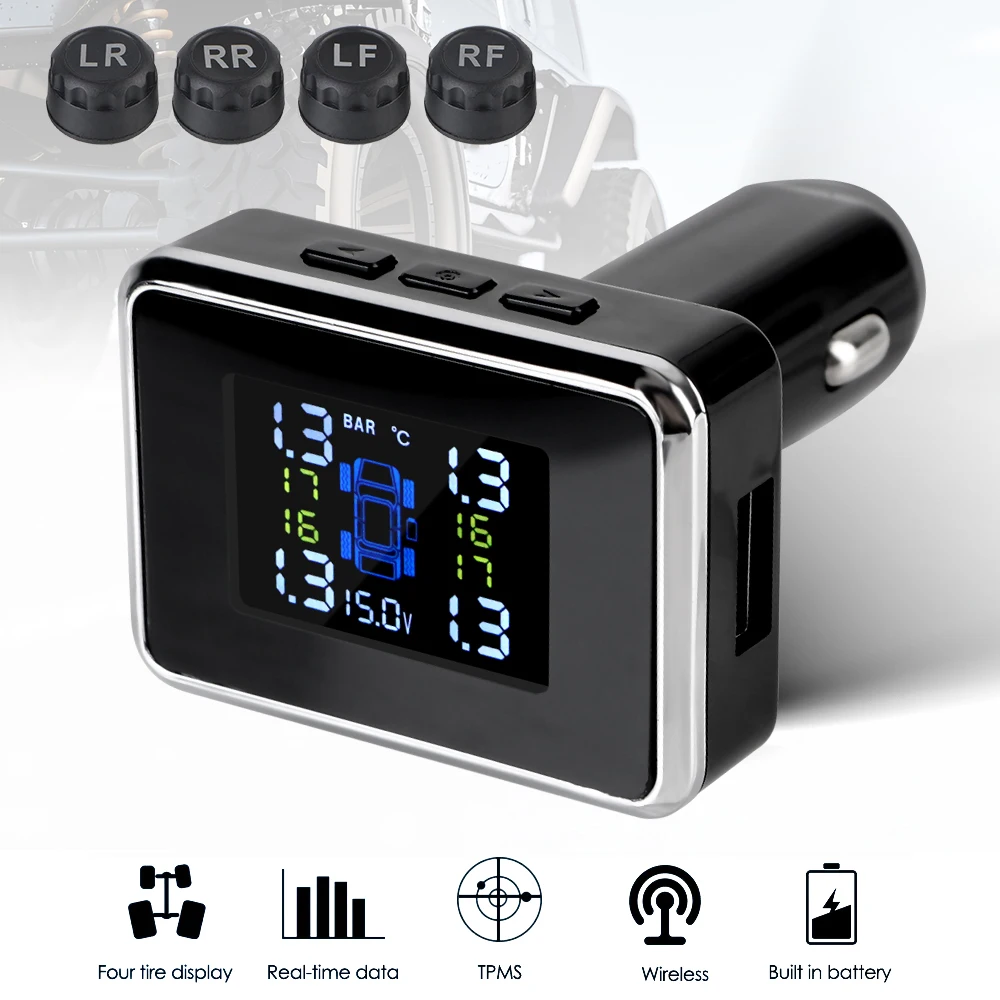 Sensores de Alarma de Seguridad para Automóviles, TPMS para Automóviles, Sistema de Alarma de Presión de Neumáticos Digi
