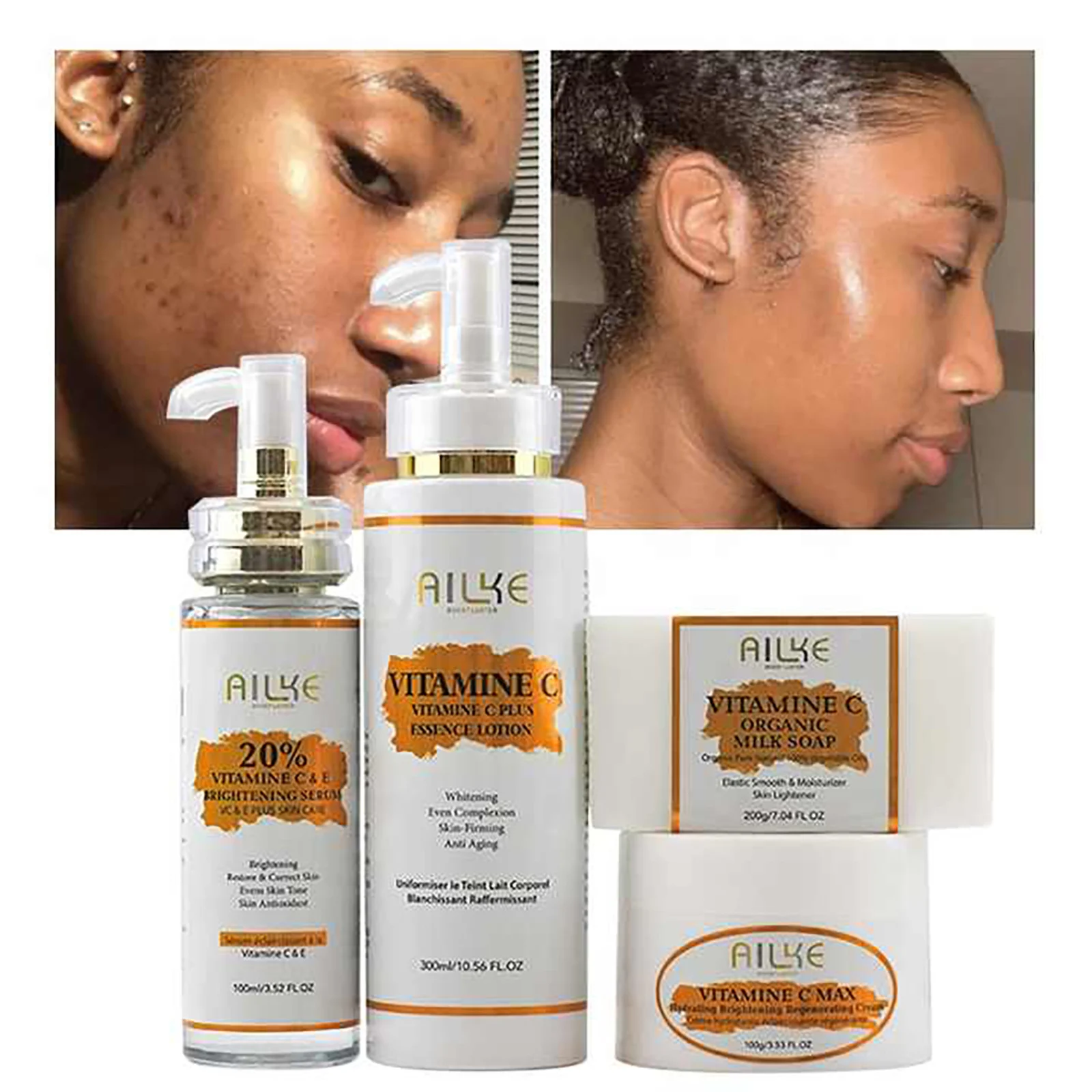 AILKE Vitamin C Skin Care Range, Lightening, Brightening Body Lotion, Even Skin Tone Cream, Regenerae Face & Body Serum 6