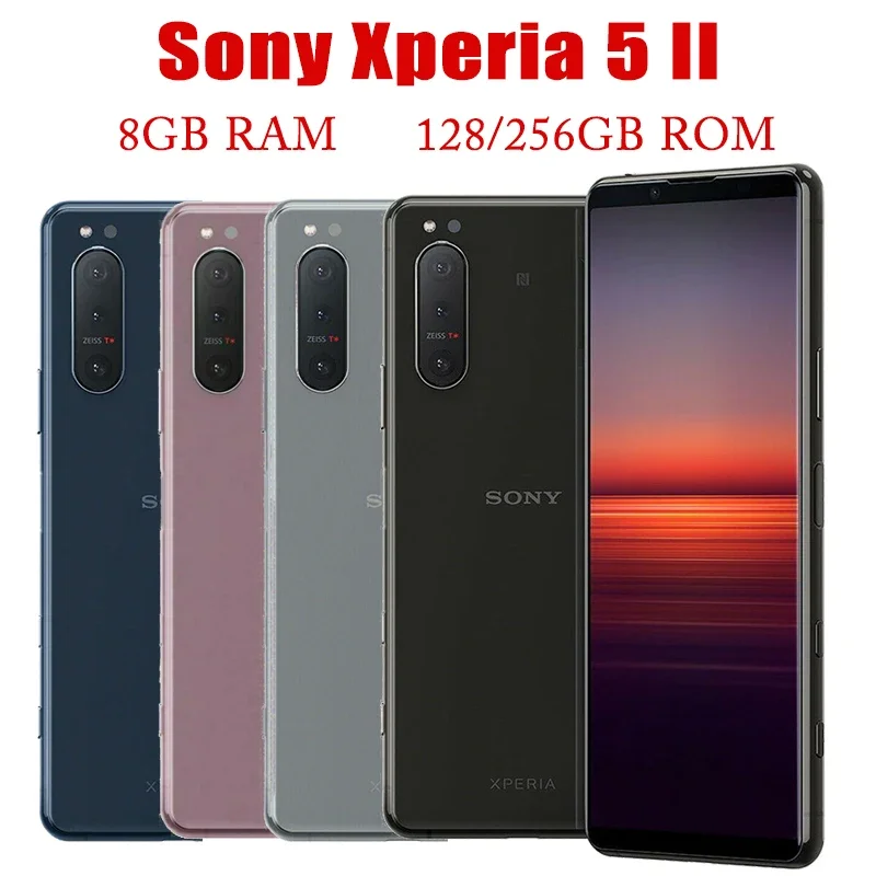 

Sony-Unlocked Xperia 5 II 5G Dual Sim Mobile Phone, XQ-AS52, XQ-AS72, 8GB RAM, 128 GB ROM, 256GB ROM, 6.1 "OLED, Snapdragon, NFC