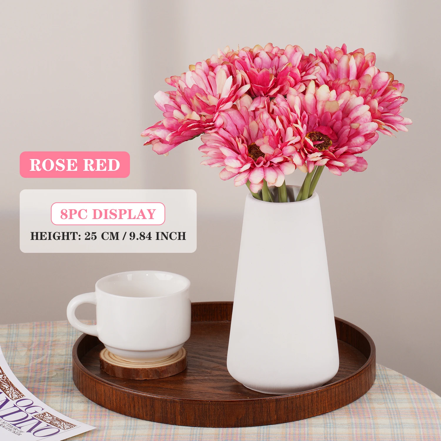 25cm künstliches Barber ton Gänseblümchen für Hochzeits feier Arrangement dekorative handgemachte Simulation Blumen Plante – Detail 20