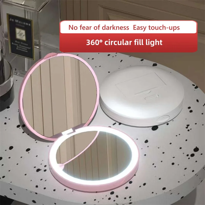 휴대용 소형 미니 접이식 LED 조명, 화장대 테이블, 포켓 메이크업 컴팩트, 확대경 선물