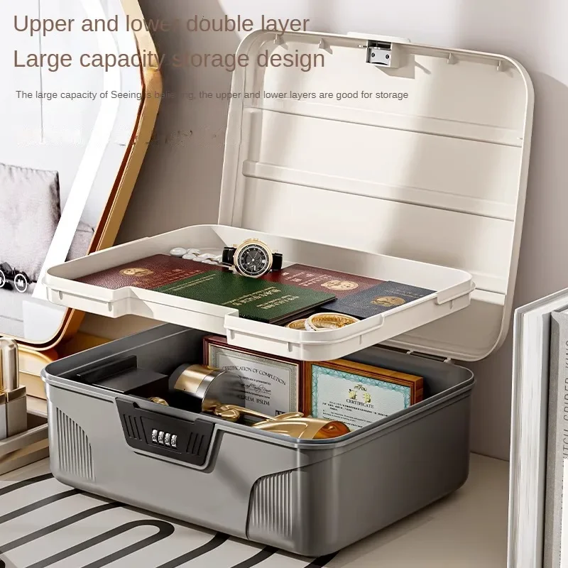 Portable Storage Box Password Lock Large Capacity Safe Box Household Jewelry Privacy Security Important Documents Organizer