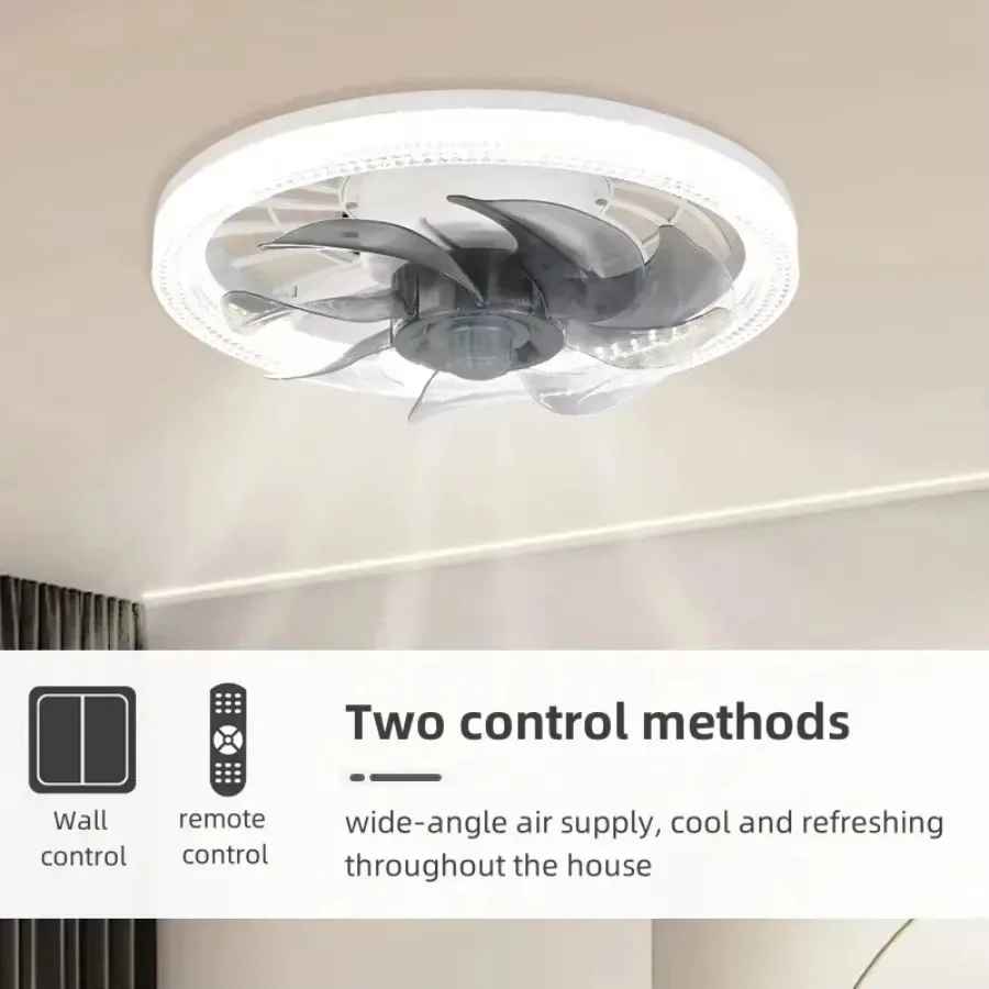 LED Ceiling Fan Light E27 Remote Control Dimming Suitable Living Room Bedroom Study Electric Fan with LED Lamp for Home Rooms