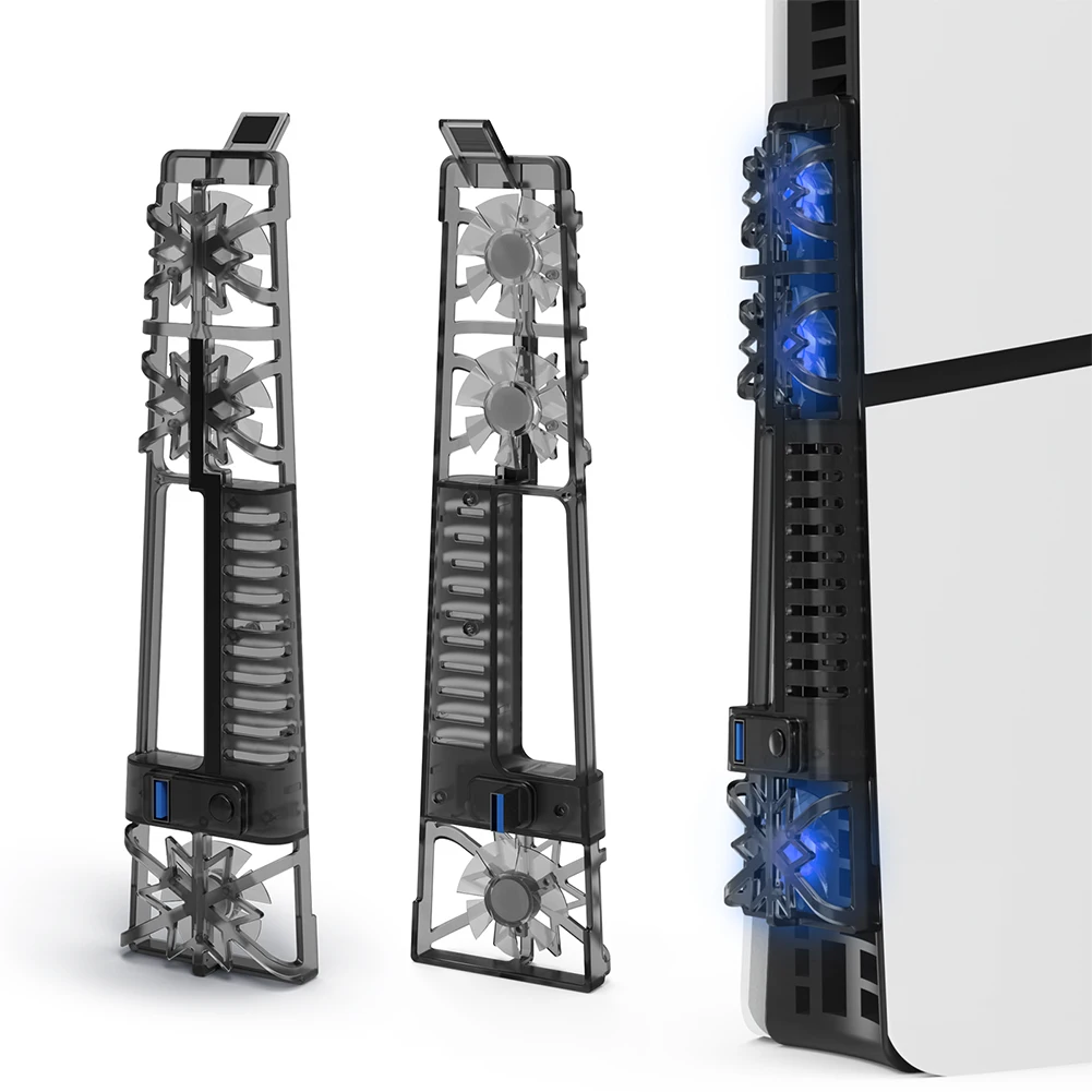 RGB LED 조명 냉각 선풍기, 조용한 효율적인 냉각 시스템, PS5 슬림 디스크 및 디지털 에디션용 게임 액세서리