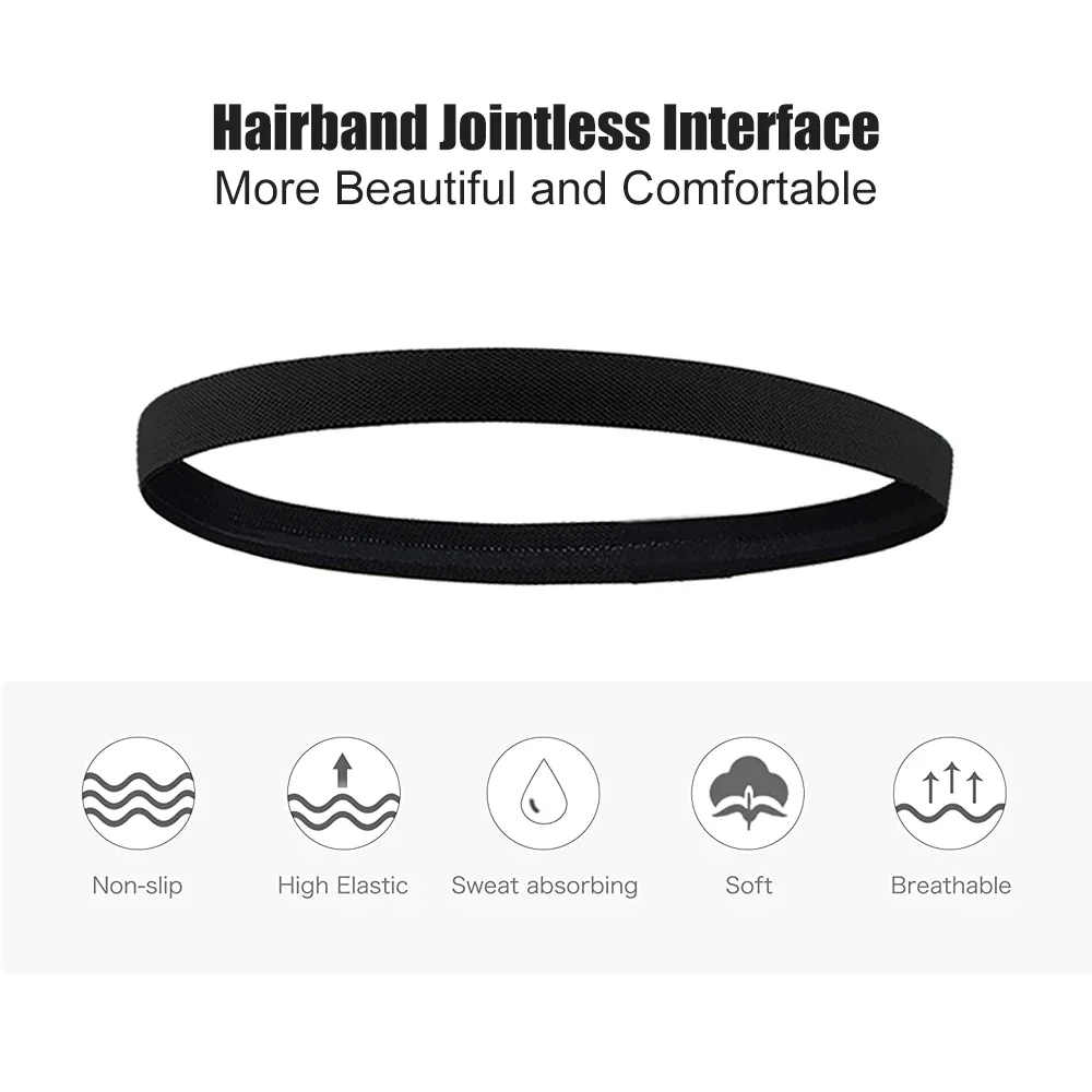 1Pcs Non-Slip Elastic Sport Headband Black Stretchy Hair Band Sports Yoga Running Headband For Women Girls