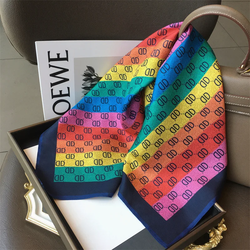 1pcs 70cm Leopard Print Silk Scarf for Women Imitation Silk Light Luxury Versatile Headwear Bag Decoration Clothing Square Scarf 4