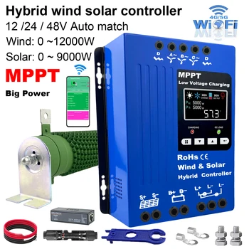 ตัวควบคุมการชาร์จพลังงานแสงอาทิตย์ MPPT 5000W 12V 24V 48V สำหรับระบบไฮบริดพลังงานลมและแสงอาทิตย์ ควบคุมการชาร์จสำหรับแบตเตอรี่ลิเธียม Lifepo4 และกังหันลม PV 1