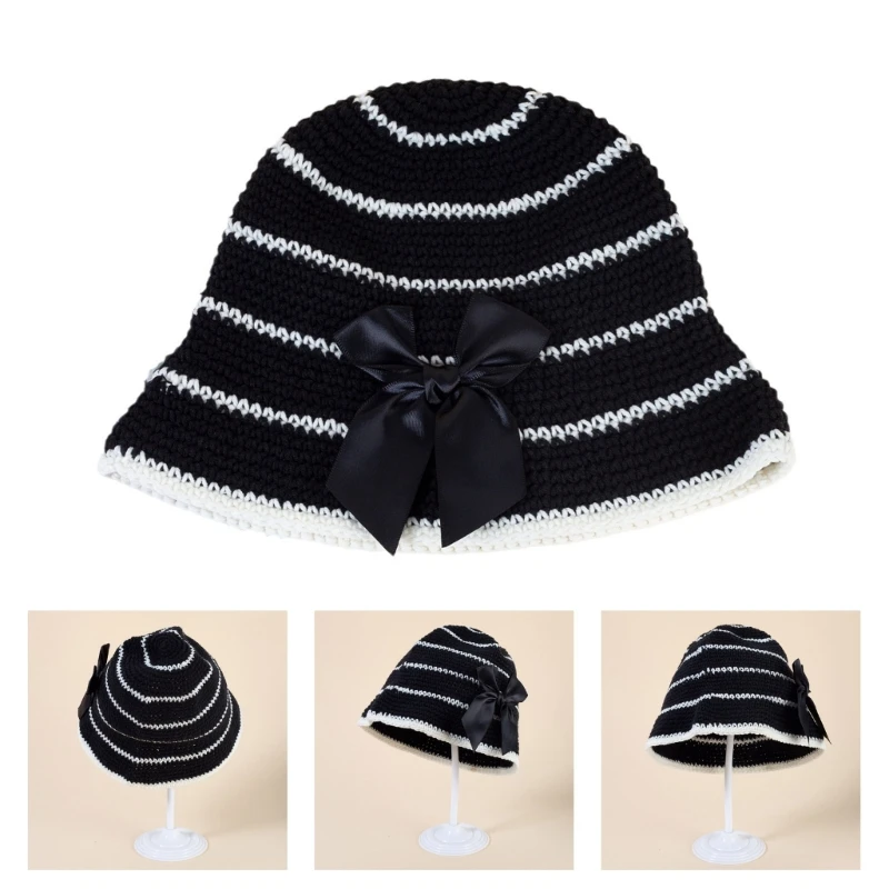 우아한 검은 Bowknot SunHat 통기성 모자 여름 비니 모자 휴일 Decors