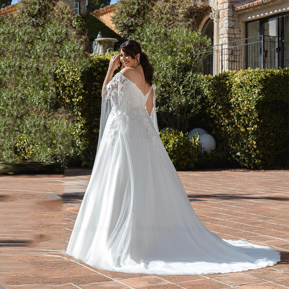 ANGEL Exquisite A-Line Off the Shoulder Plus Size Wedding Dresses 2024 New Backless Bridal Gowns Lace Applique Vestido de Novia 2