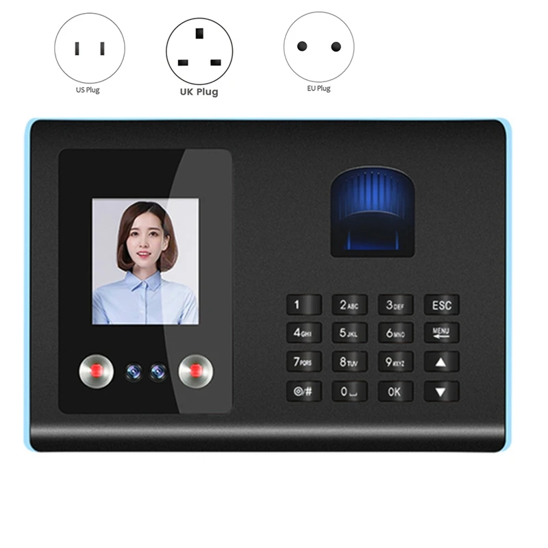 

Smart Attendance Machine Face Fingerprint Password Checking-In Recorder For Employees Voice Prompt Easy To Use UK Plug