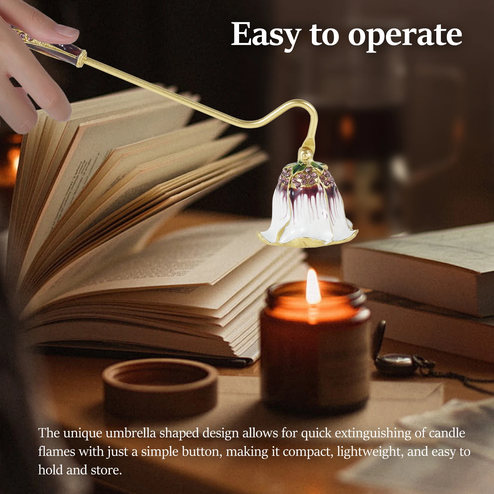 Metal Candle Snuffer 2 color Flower Shape Fire Extinguisher Wick Cover Rotatable Handle Vintage Decor Home Decorative Wicks