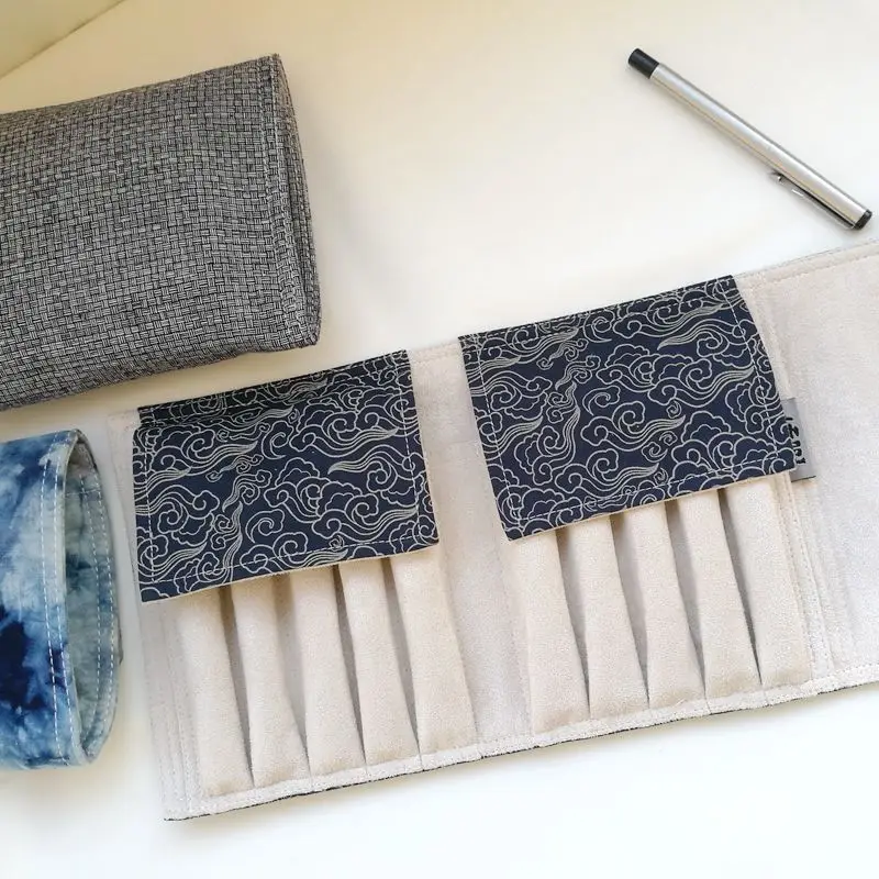 레트로 중국 스타일 펜 세트 10팩 펜 보관 가방 펜 커튼 펜 가방 펜 박스 자석 버튼 휴대용