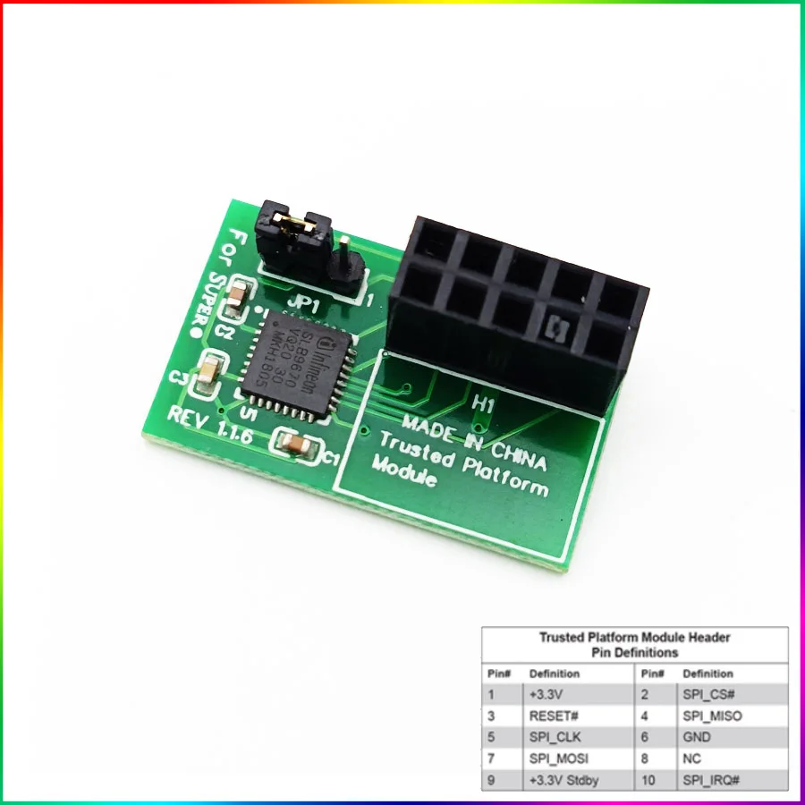 

10Pin SPI TPM 2.0 Module Trusted Platform For SuperMicro AOM-TPM-9670H